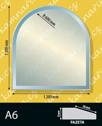 Sklo pod kamna typ A6, 8 mm Fazeta